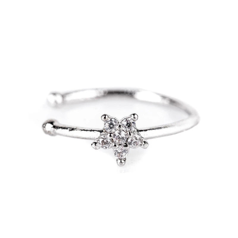 Fashionable And Exquisite Zircon Nose Ring Silver 6 Diamond Flower-shaped Nose Nails