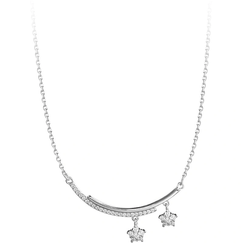 Smile Arc Flashing Diamond Meteor S925 Sterling Silver Necklace Women