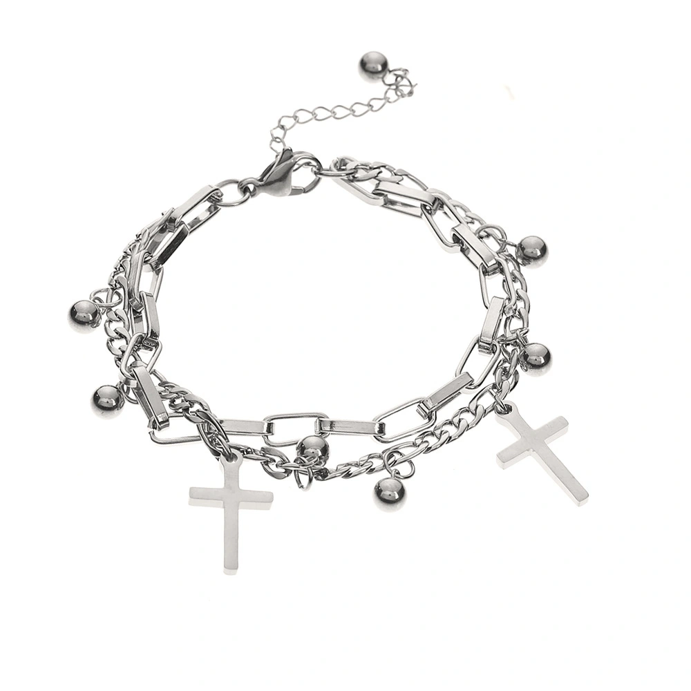 Stainless Steel Cross Multilayer Bracelet