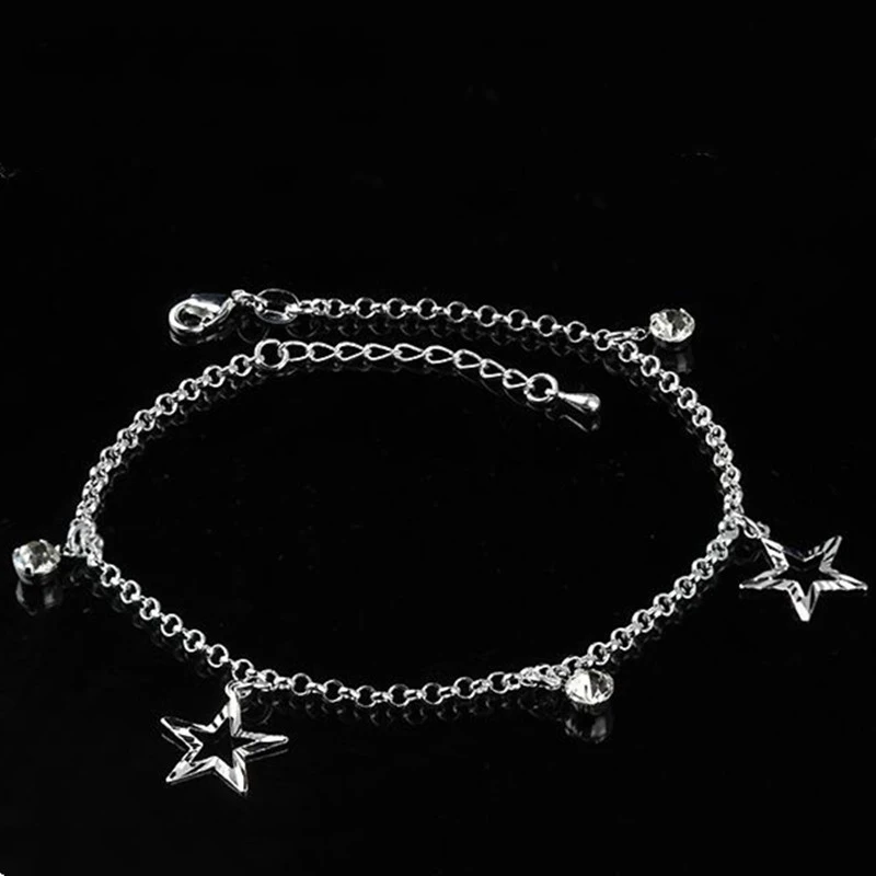 Female Car Flower Five-pointed Star Round Diamond Anklet