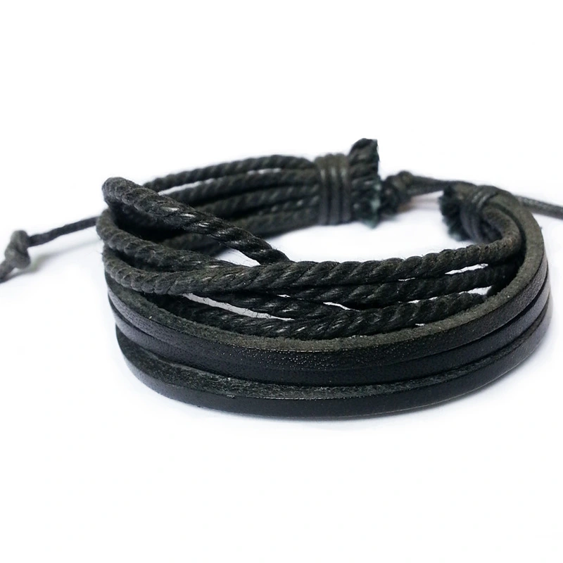 Hand-Woven Multi-Layer Men'S Leather Bracelet Bracelet