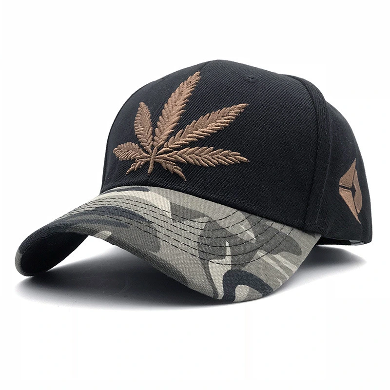 Korean Version Of Solid Color Simple Curved Brim Three-Dimensional Embroidery Maple Leaf Baseball Cap For Men And Women All-Match Fashion Outdoor Camouflage Cap