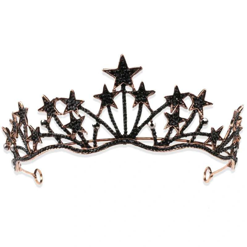 Black Crown Queen Big Crown Bridal Wedding Headdress Zinc Exaggerated Star Headband