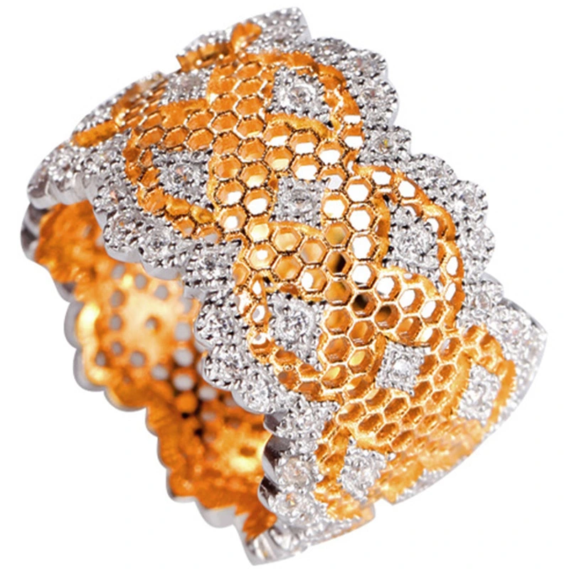 Honeycomb Hollow Ring Female 925 Silver Gold Plated