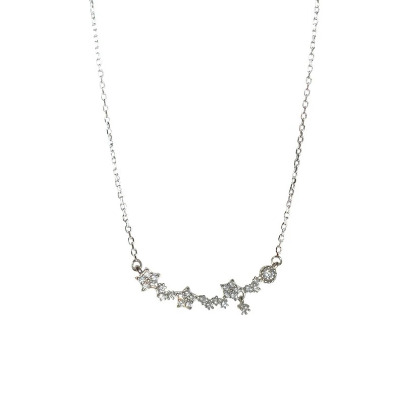 Sparkling Diamond Star Smile Necklace