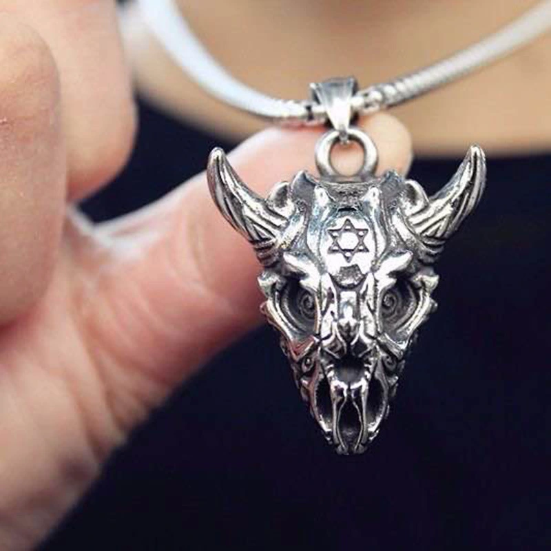 Vintage Six-pointed Star Dinosaur Skull Mask Pendant