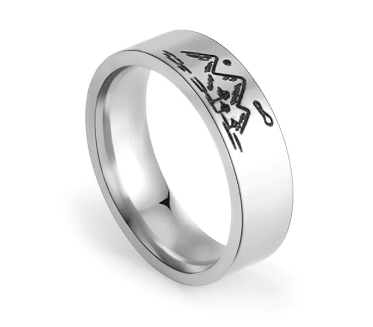 Electroplating Black And White Simple Titanium Steel Couple Ring