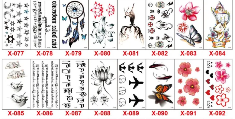 Waterproof Tattoo Stickers Small English Flowers And Butterflies