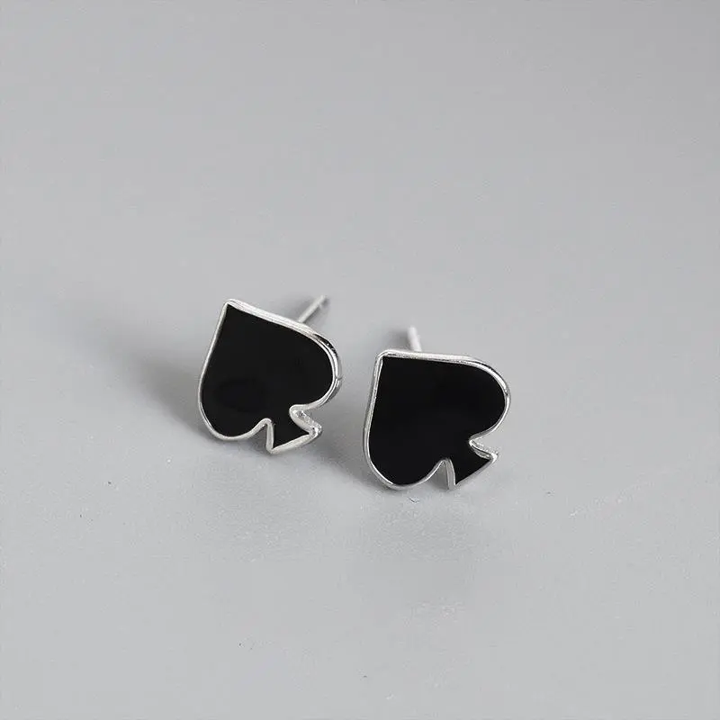 Earrings Epoxy Spades Black Plum Blossom Stud Earrings