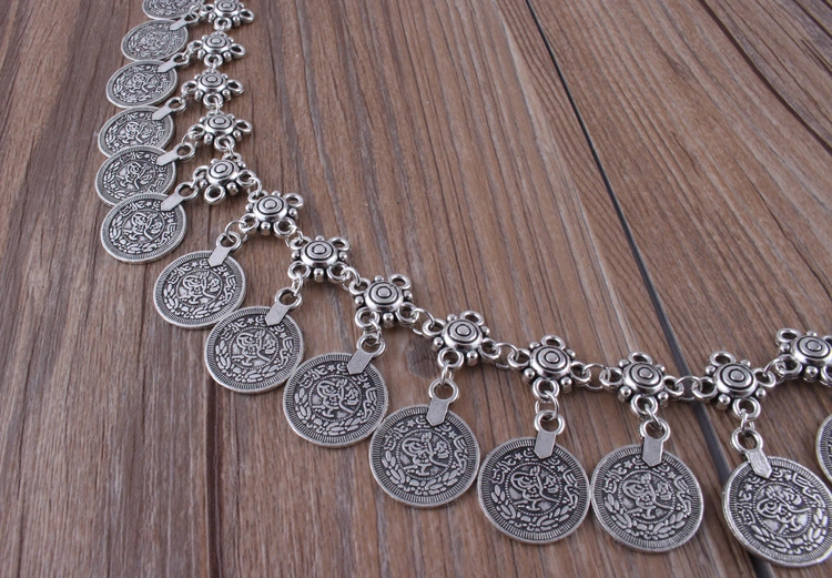 Bohemian Exaggerated Punk Coin Retro Tassel Multilayer Necklace