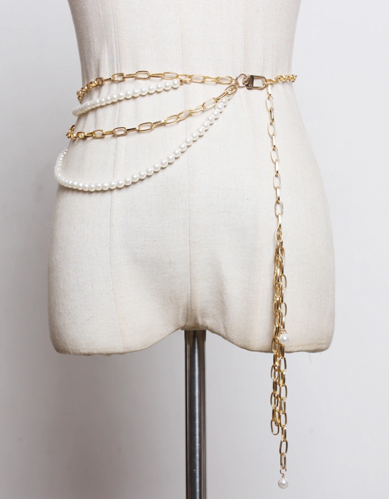 Sweet Metal Pearl Waist Chain