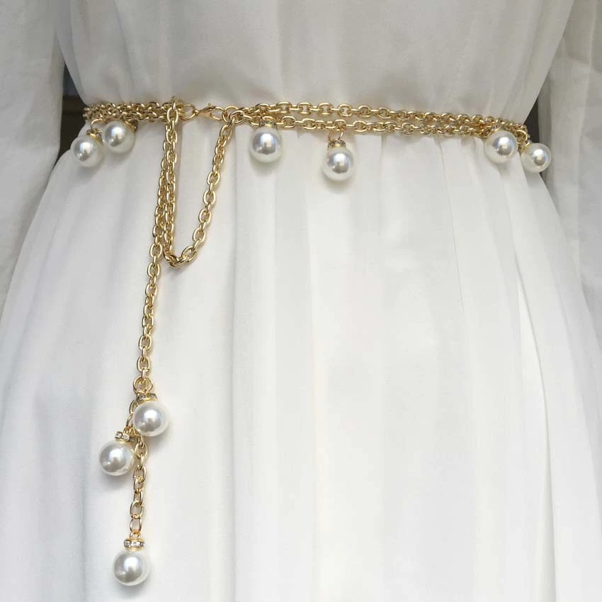 Pearl Waist Chain Women's Decorative Dress All-match Belt Women's Thin Korean Version