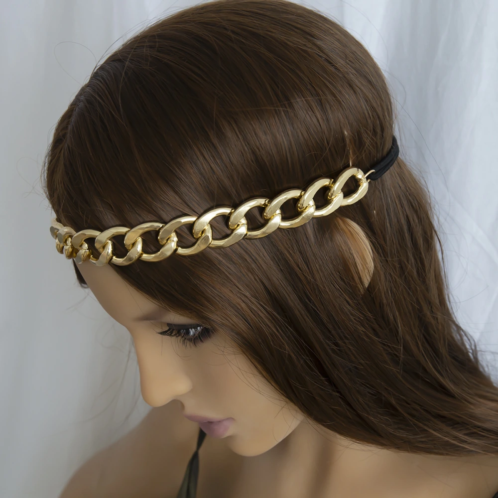 Personality Exaggerated Simple And Versatile Thick Chain Stretch Handmade Hairband