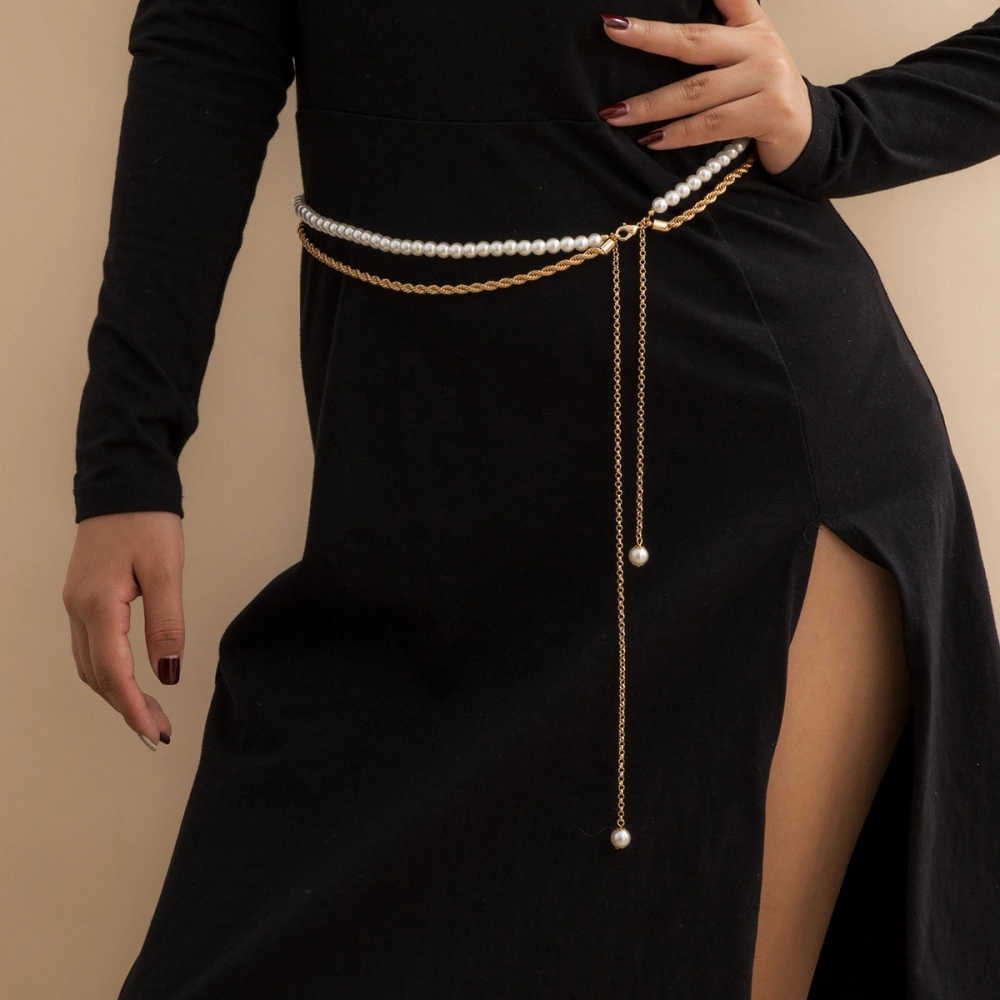 Casual Pearl Dress Waist Chain Accessories