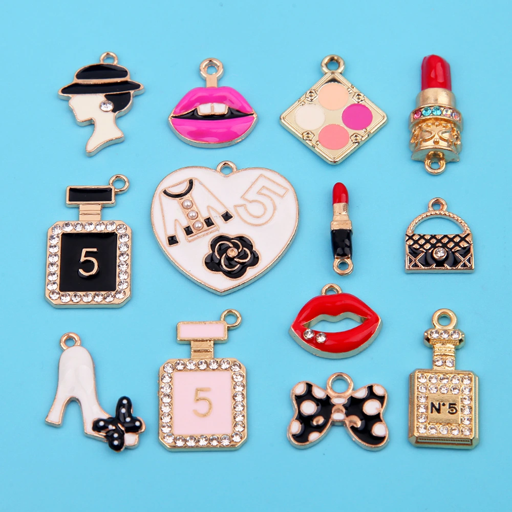 DIY Jewelry Accessories Small Fragrance Fashion Series Diamond Lipstick Powder Cake Pan Earrings Necklace Pendant