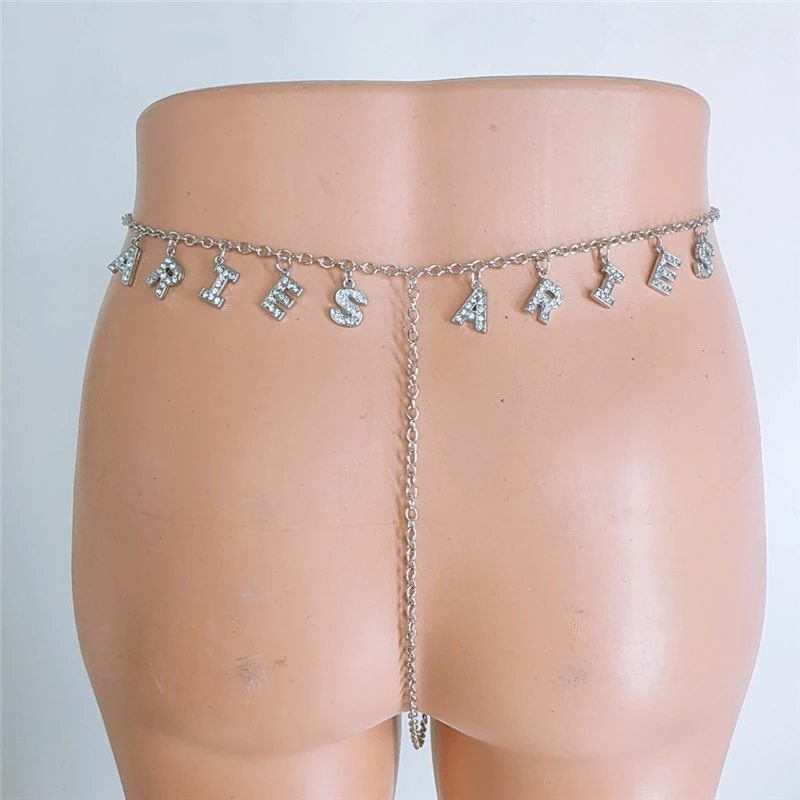 Panty Waistband Diamond Monogram Combination Thong Chain Waist Chain