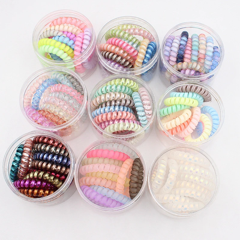 Candy-colored Large Telephone Cord Hair Tie 10 Cans, High Elasticity, Not Easy To Break, Simple Restraint Hair Tie