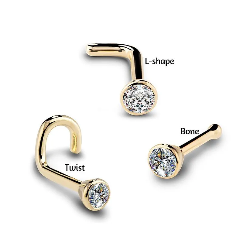 Nose Stud Pierced Earrings Rose Gold Color Nose Ring Ladies
