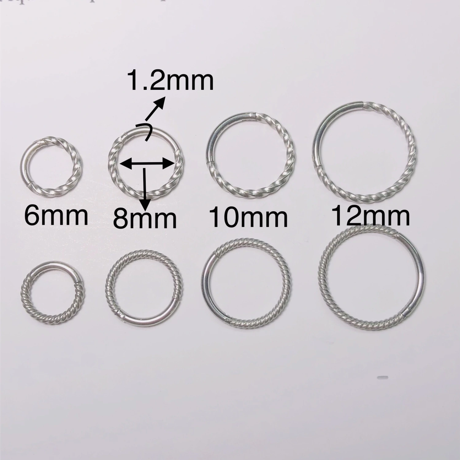 Stainless Steel Nose Ring Earrings 316L Closed Ring  Ring Coil Twisted Twisted Rope Piercing Jewelry