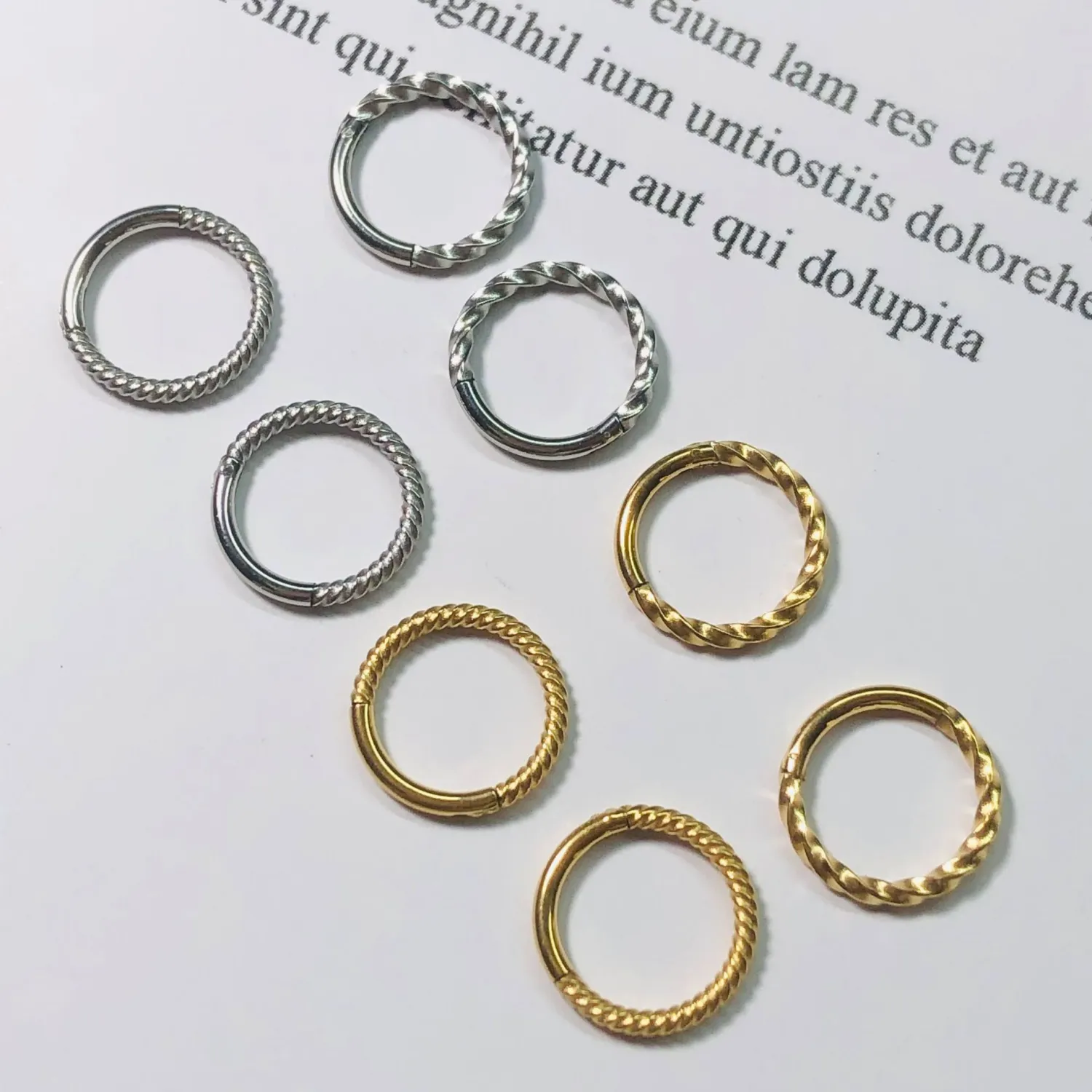 Stainless Steel Nose Ring Earrings 316L Closed Ring  Ring Coil Twisted Twisted Rope Piercing Jewelry
