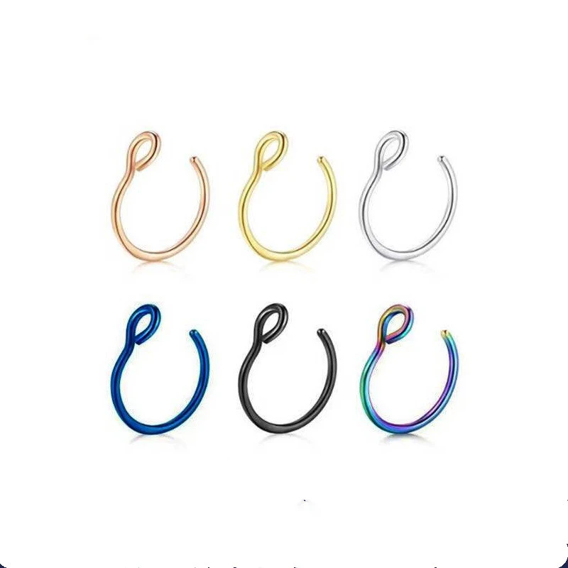 Stainless Steel U-shaped Nose Ring Simple Style Non-perforated Nose Studs