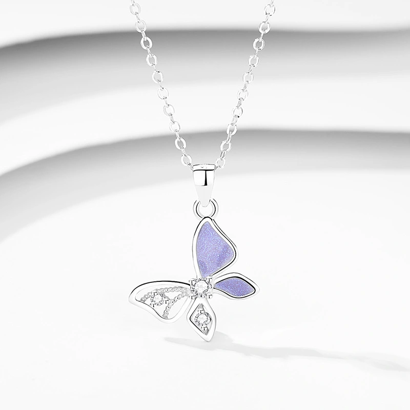 Original Design Butterfly Necklace Female 925 Silver Forest Series