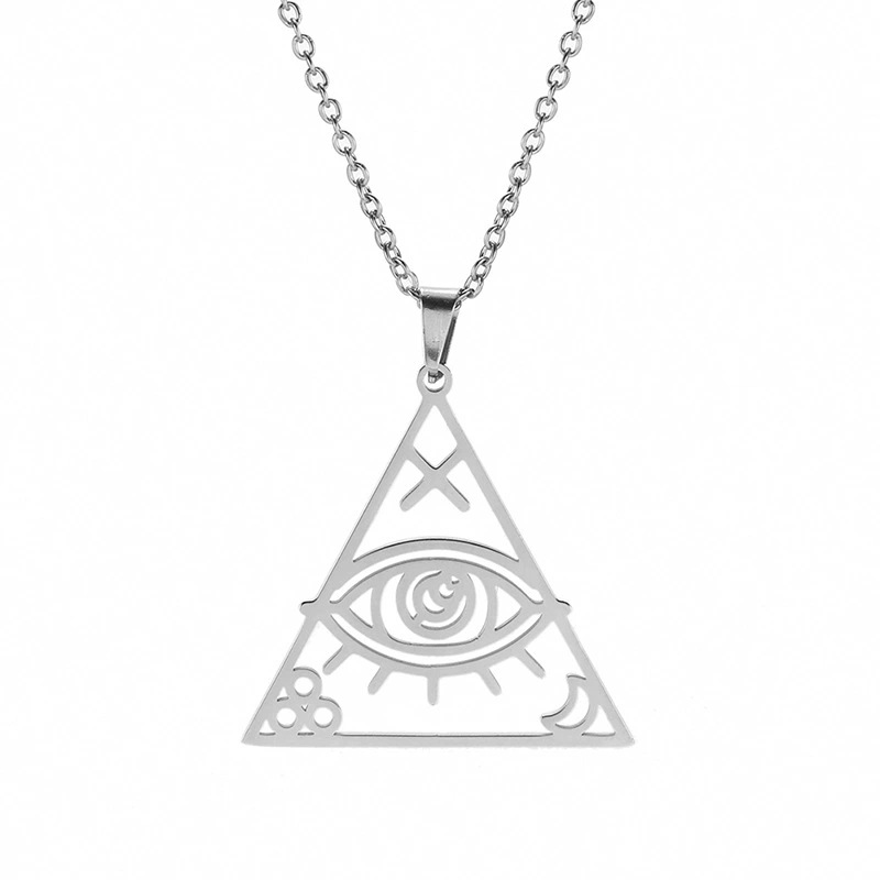 Men's Hip Hop Pyramid Eye Of Horus Triangle Stainless Steel Necklace