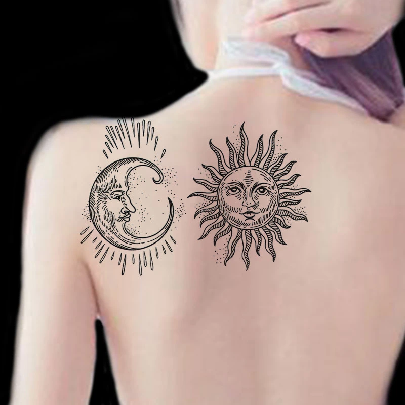 Original Hand-painted Dark Black Waterproof Tattoo Stickers For Men And Women Couples Lasting