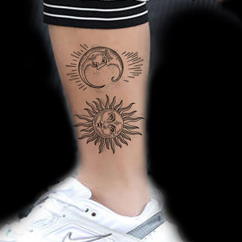 Original Hand-painted Dark Black Waterproof Tattoo Stickers For Men And Women Couples Lasting