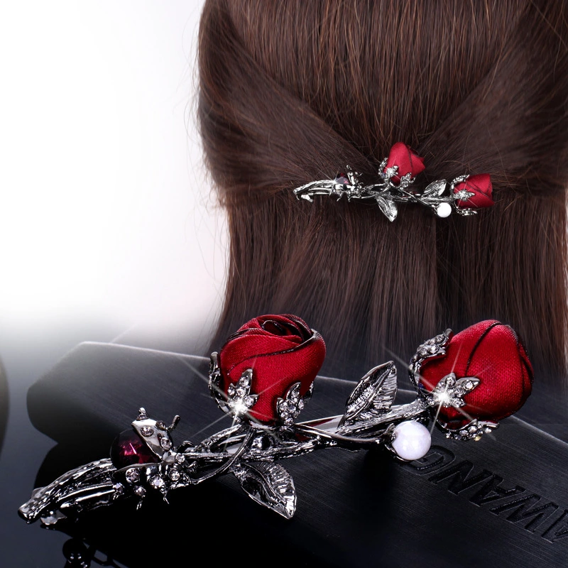 Creative Alloy Rose Rhinestone Hair Clip