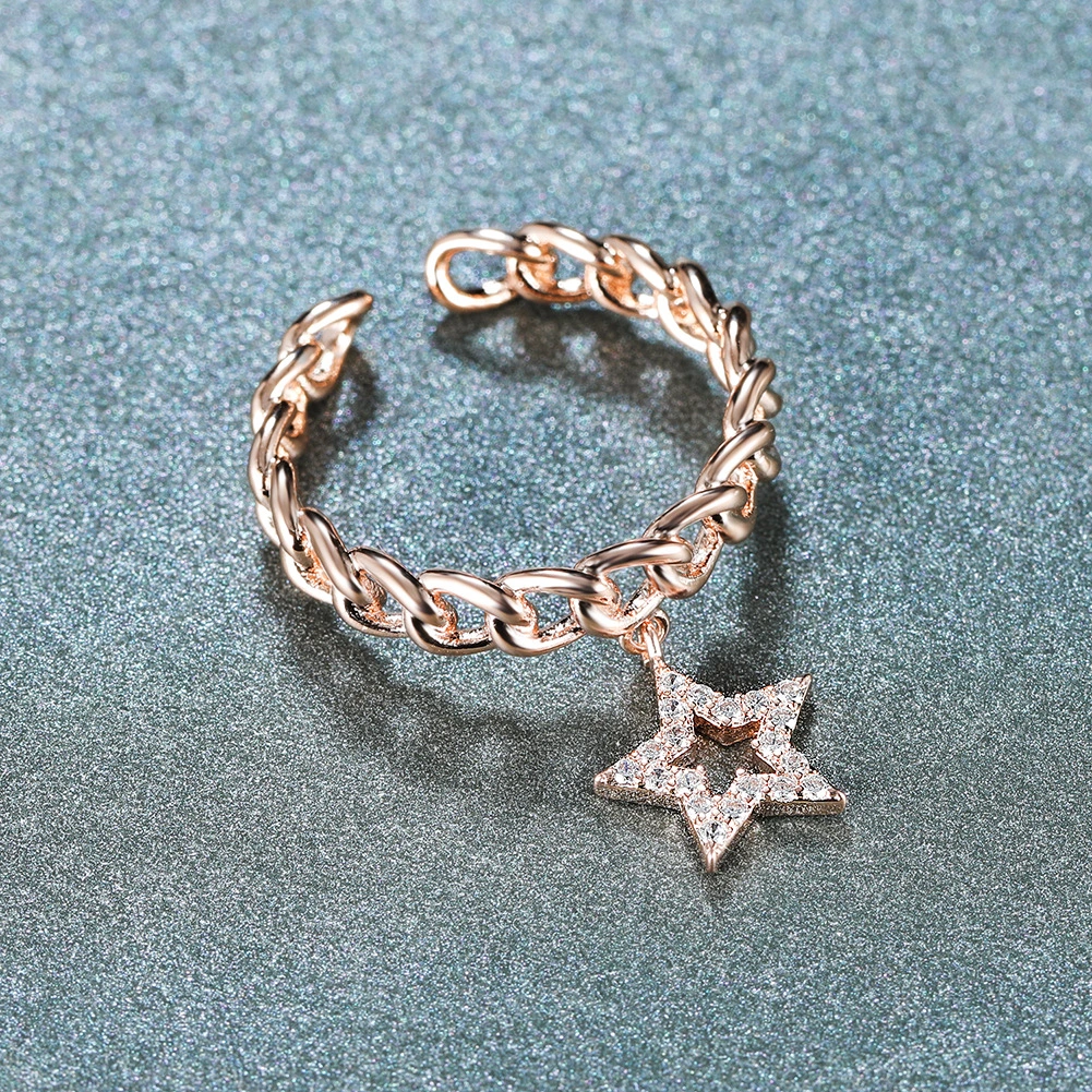 Cute Female White Crystal Adjustable Ring Charm Yellow Gold Color Wedding