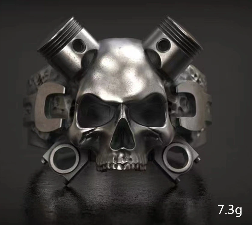 Alloy Mechanical Smearing Skull Exaggerated Ring