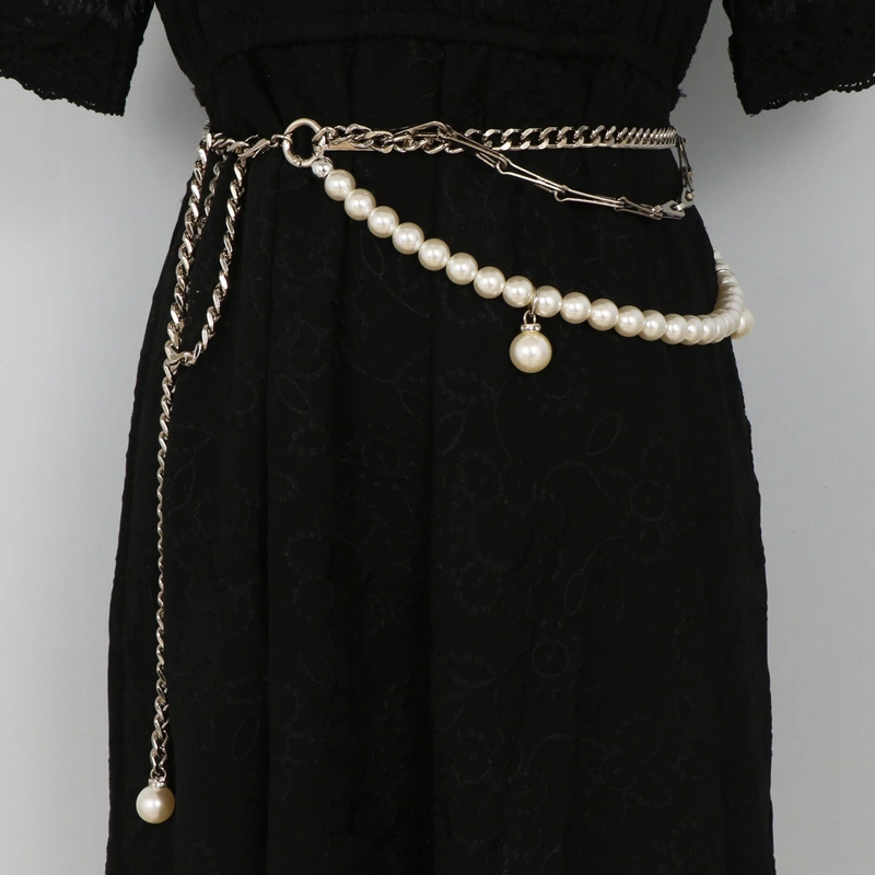 Waist Chain Suit Dress T-shirt Multi-layered Pearl Thin Belt Skirt Chain