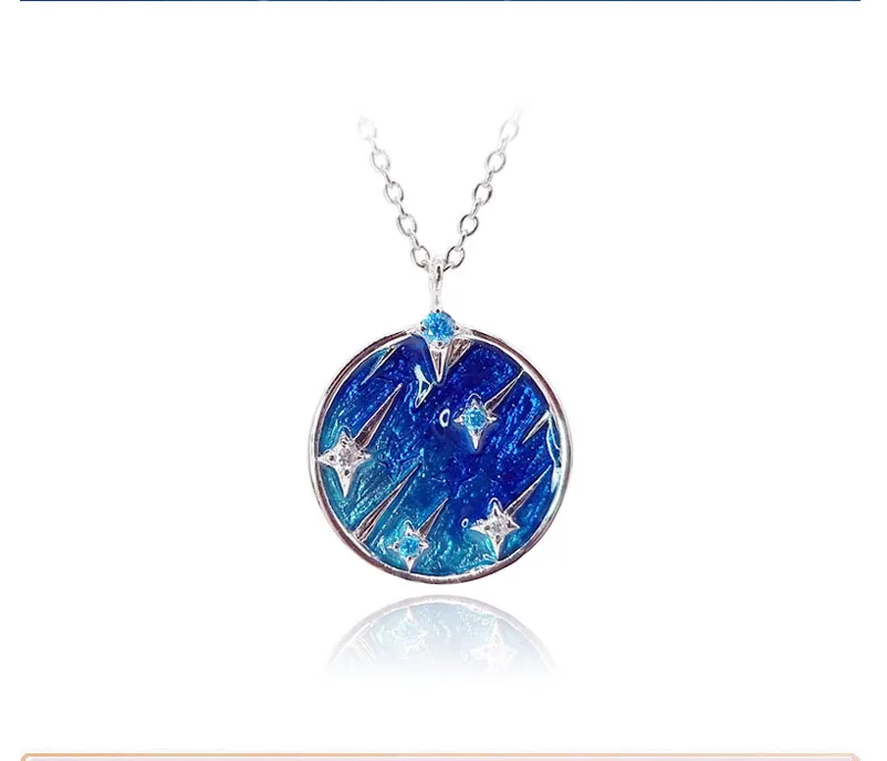 Enamel Starry Sky Pendant New Zircon Necklace