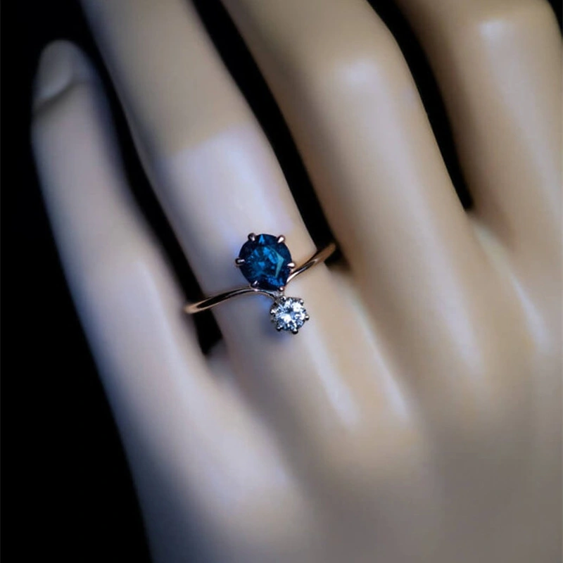 Rose Gold Plated Copper Ring With Double Zircons