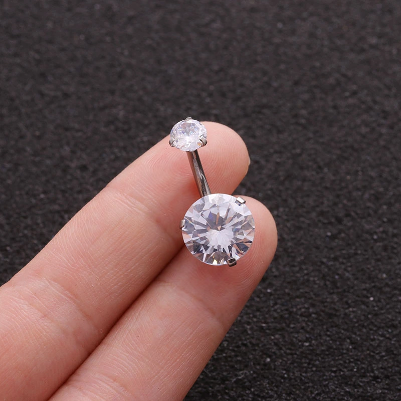 Colorful Zircon Belly Button Nail Stainless Steel