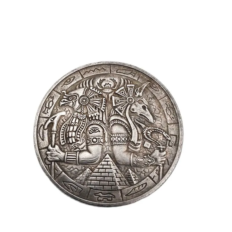 Dog Head Eagle Head Personal Pharaoh Patron Saint Antique Silver Dollar Coin