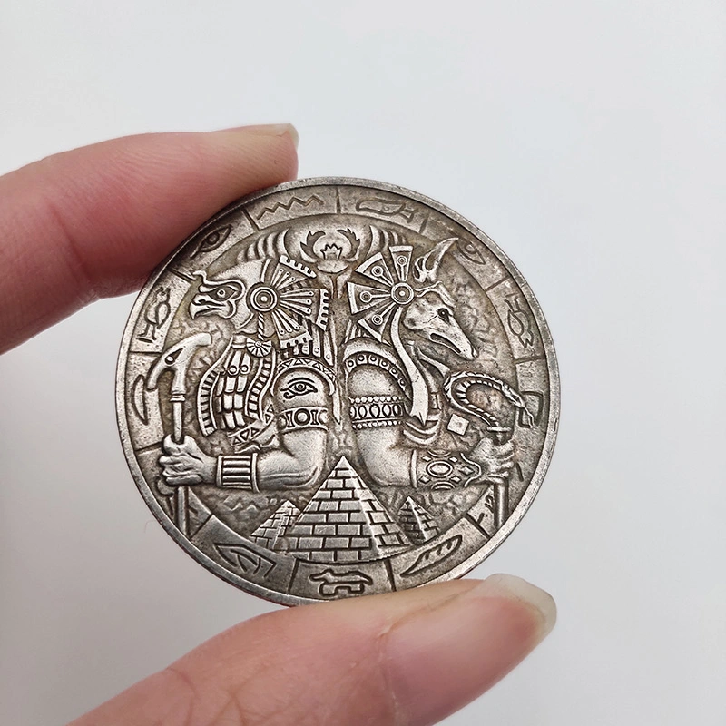 Dog Head Eagle Head Personal Pharaoh Patron Saint Antique Silver Dollar Coin