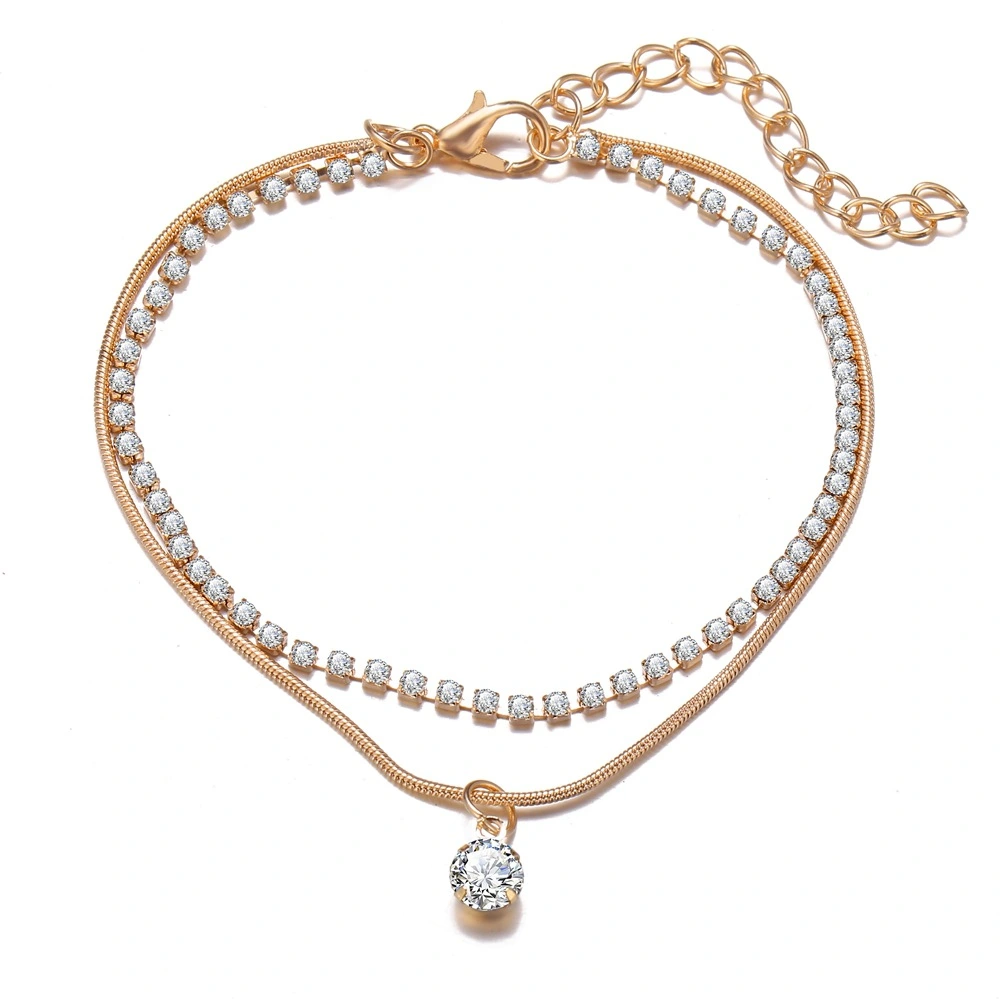 Accessories Creative And Simple Double-layer Diamond-studded Snake Bone Anklet