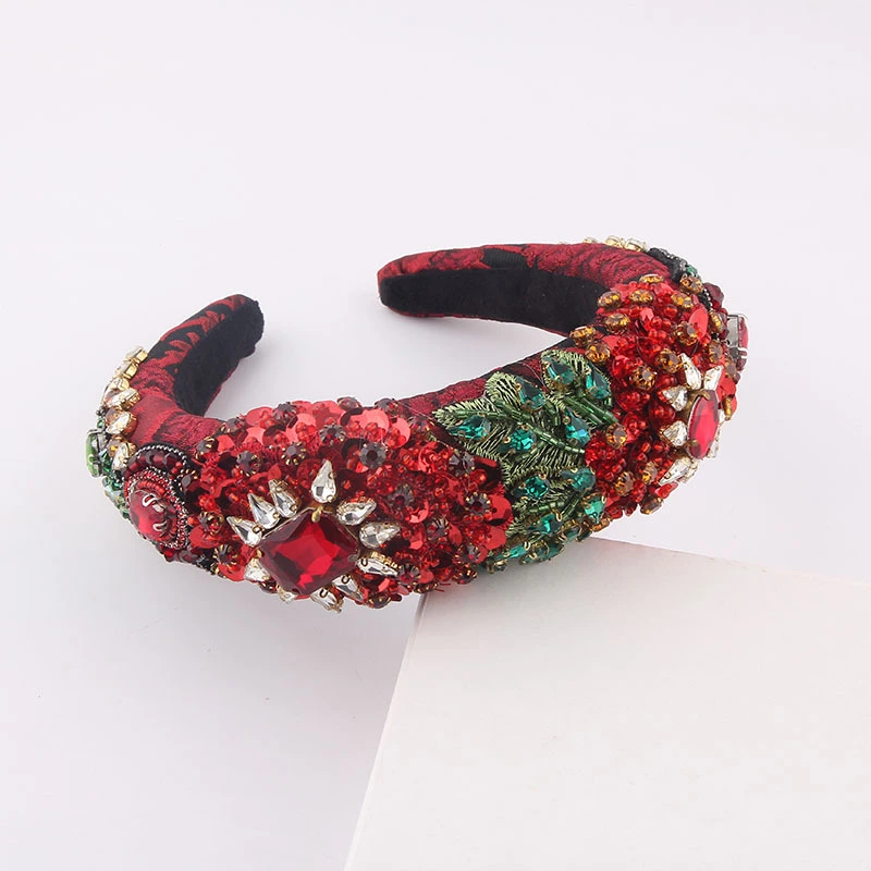 Fashion Sponge Diamond Leaf Exaggerated Headband