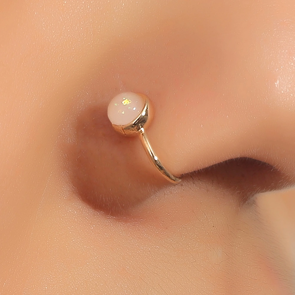 Vintage Copper Opal U-shaped False Nose Ring