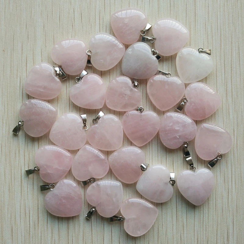 Love Peach Heart Shaped Natural Stone Charm Pendant