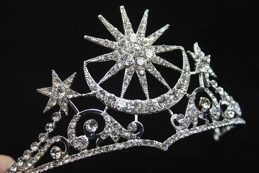 Fashion Star And Moon Diamond Crown Tiara