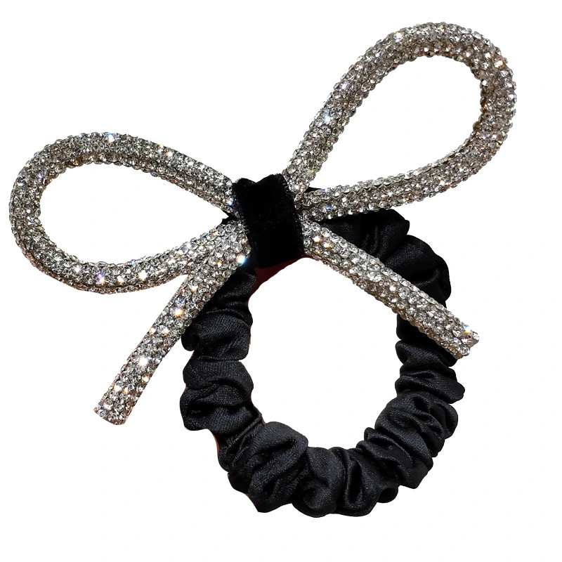 Shiny Diamond-studded Bow Hair Tie