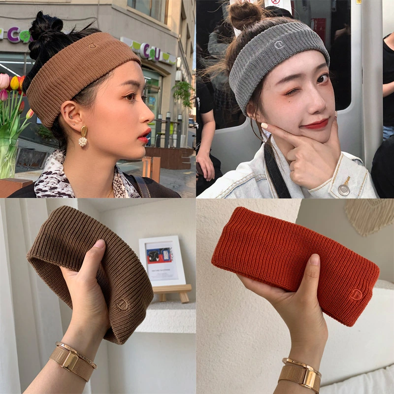 Fashion Hair Band Wool Simple Elastic Solid Color Face Wash Makeup Sports Headband