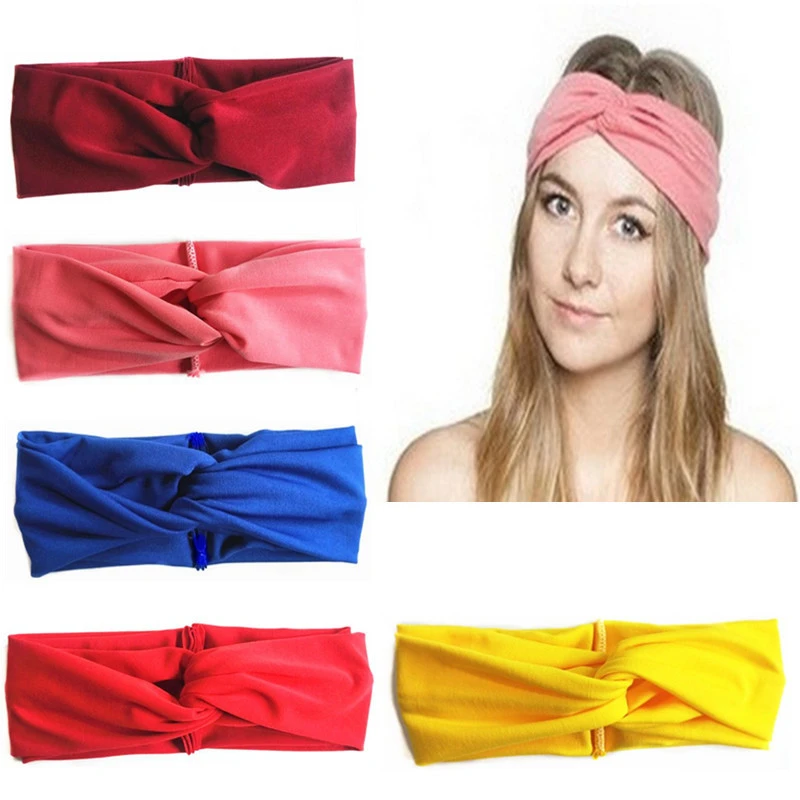 Hot Selling Classic Hundred Towers Solid Color Knitted Cross Headband