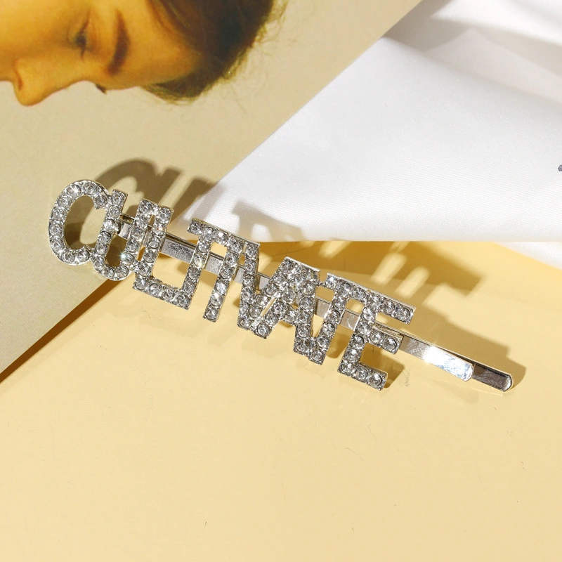 Korean English Rhinestone Letter Hairpin