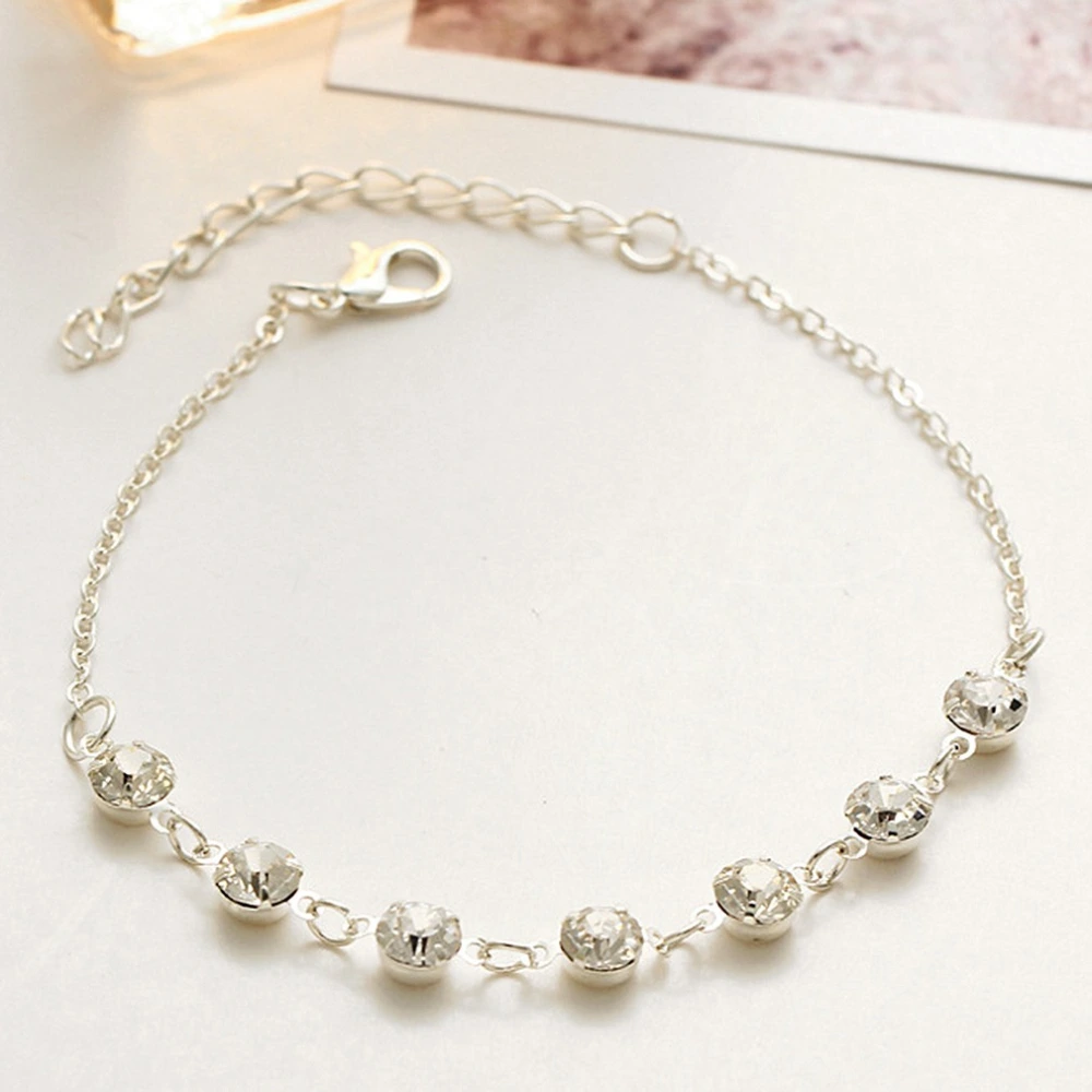 Fashion Alloy Diamond Simple Crystal Anklet