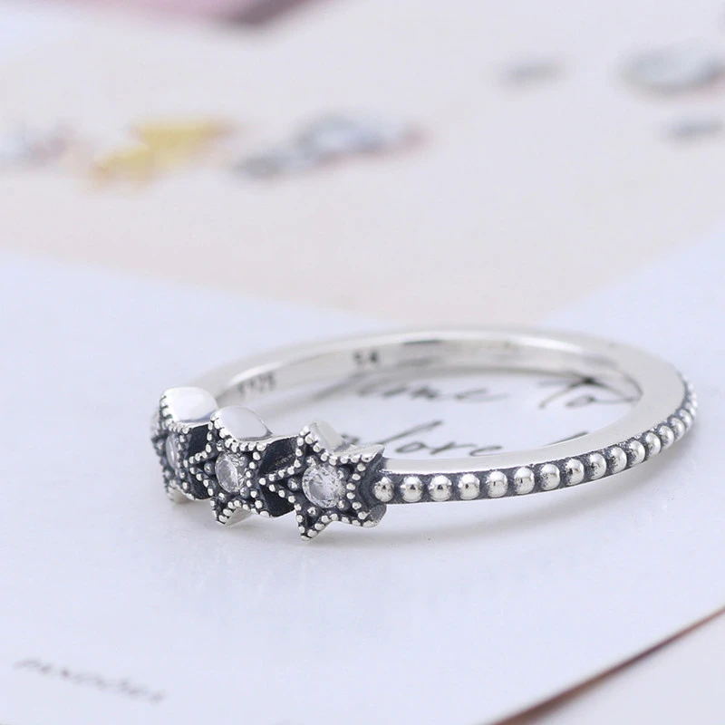 Panjia 925 Silver Ring Female New Style Star Interstellar Zircon Ring