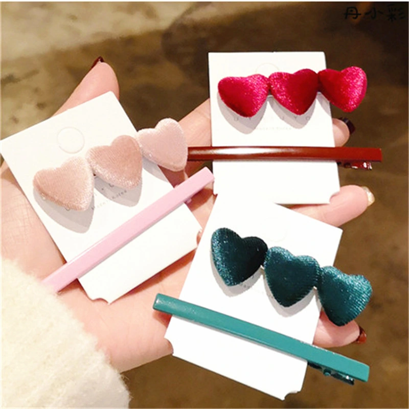 Fashion Girl Retro Velvet Love Hair Clip Set